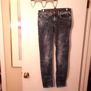 Mango MNG Jeans Womens Size 6 Gray Skinny Low Rise Acid Wash